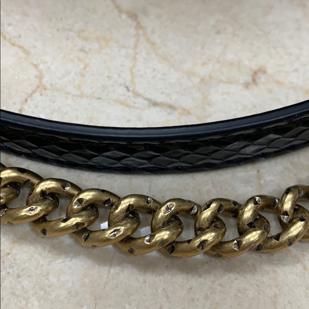 LAST COACH HUTTON GENUINE SNAKESKIN SHOULDER HANDBAG IN BLACK/CHUNKY GOLD CHAIN - Picture 4 of 16